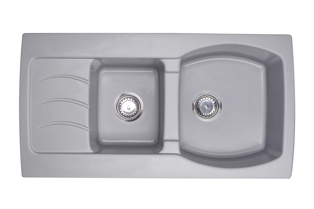 

Zlew Zlewozmywak Granitowy Dwukomorowy Szary