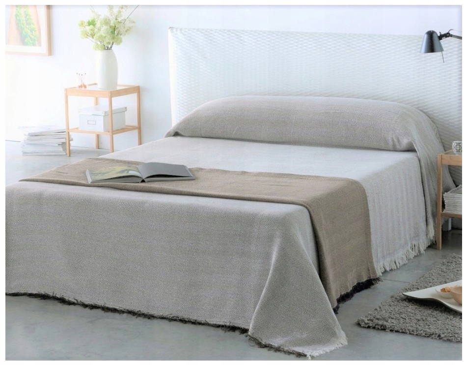 KOC NARZUTA DUŻA XXL KREM SZARY 230X260 BAWEŁNA NATURALNA JODEŁKA FRĘDZLAMI Marka Supreme Style