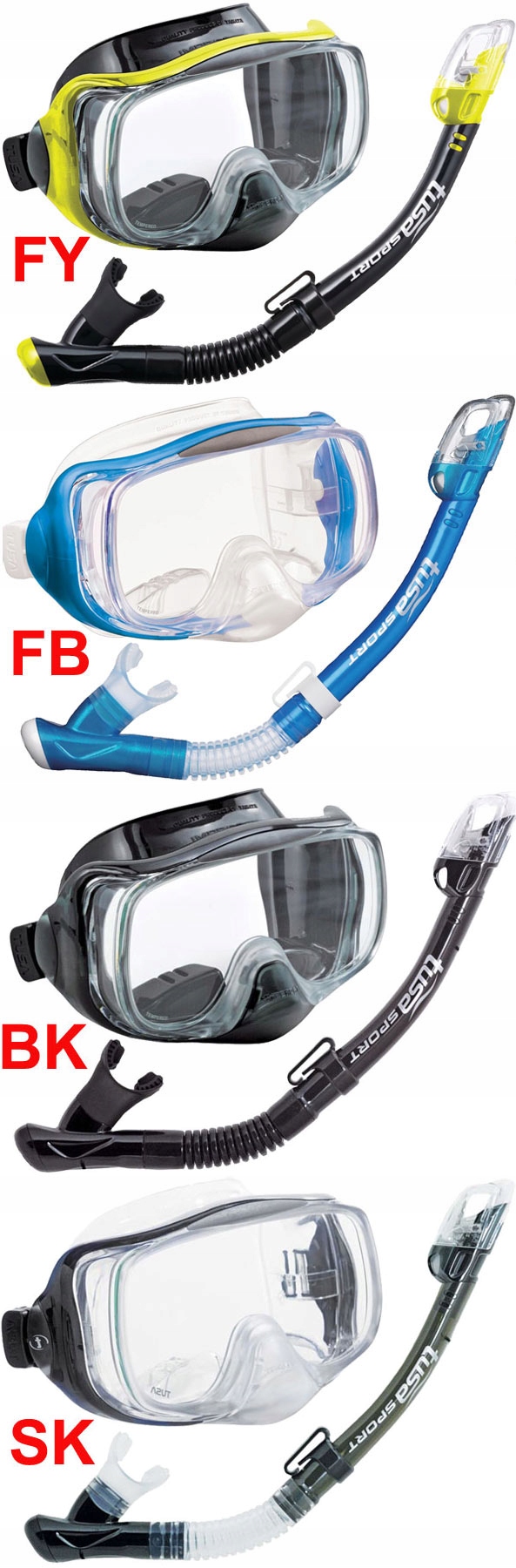 TUSA ZESTAW IMPREX maska 3D fajka PŁETWY UF1202 FB Kolor dominujący odcienie niebieskiego