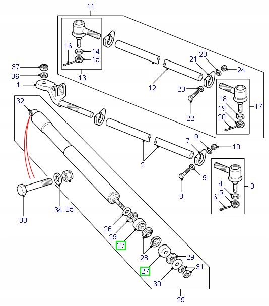 Tulejka amortyzatora skrętu Land Rover Defender Typ samochodu 4x4/SUV Samochody osobowe