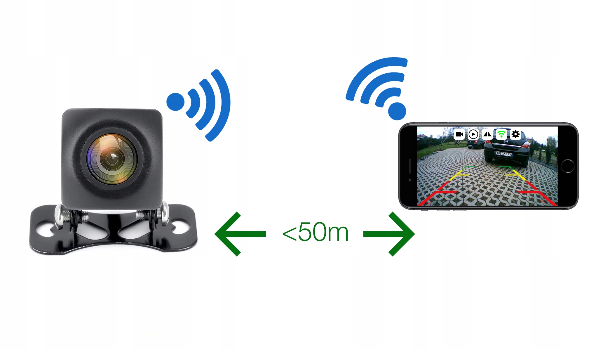 Bezprzewodowa kamera cofania WIFI HD 720p ANDROID Napięcie zasilania wyświetlacza 12 V
