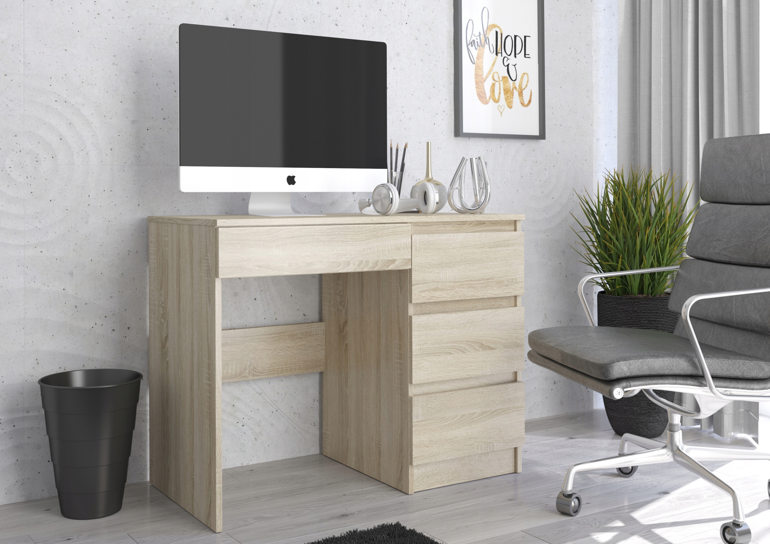 Meble Biurko komputerowe stolik 90cm sonoma N34 Marka Mobene