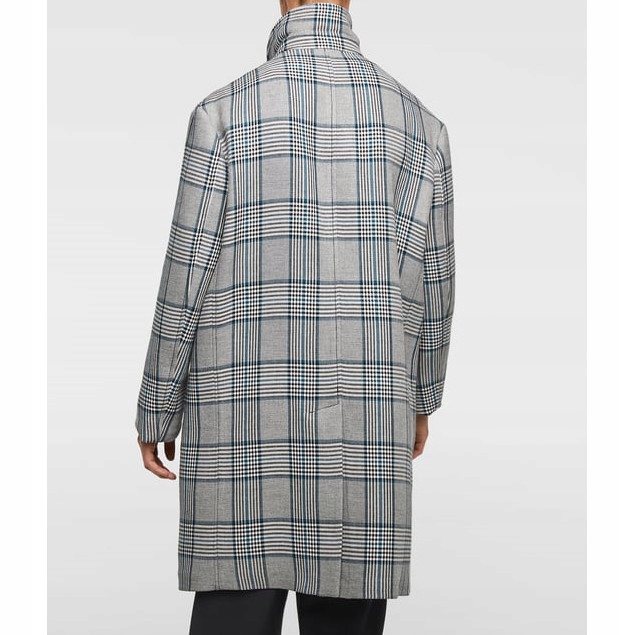 ZARA MAN PŁASZCZ TRENCZ SZARY KRATA L WIOSNA Długość przed kolana