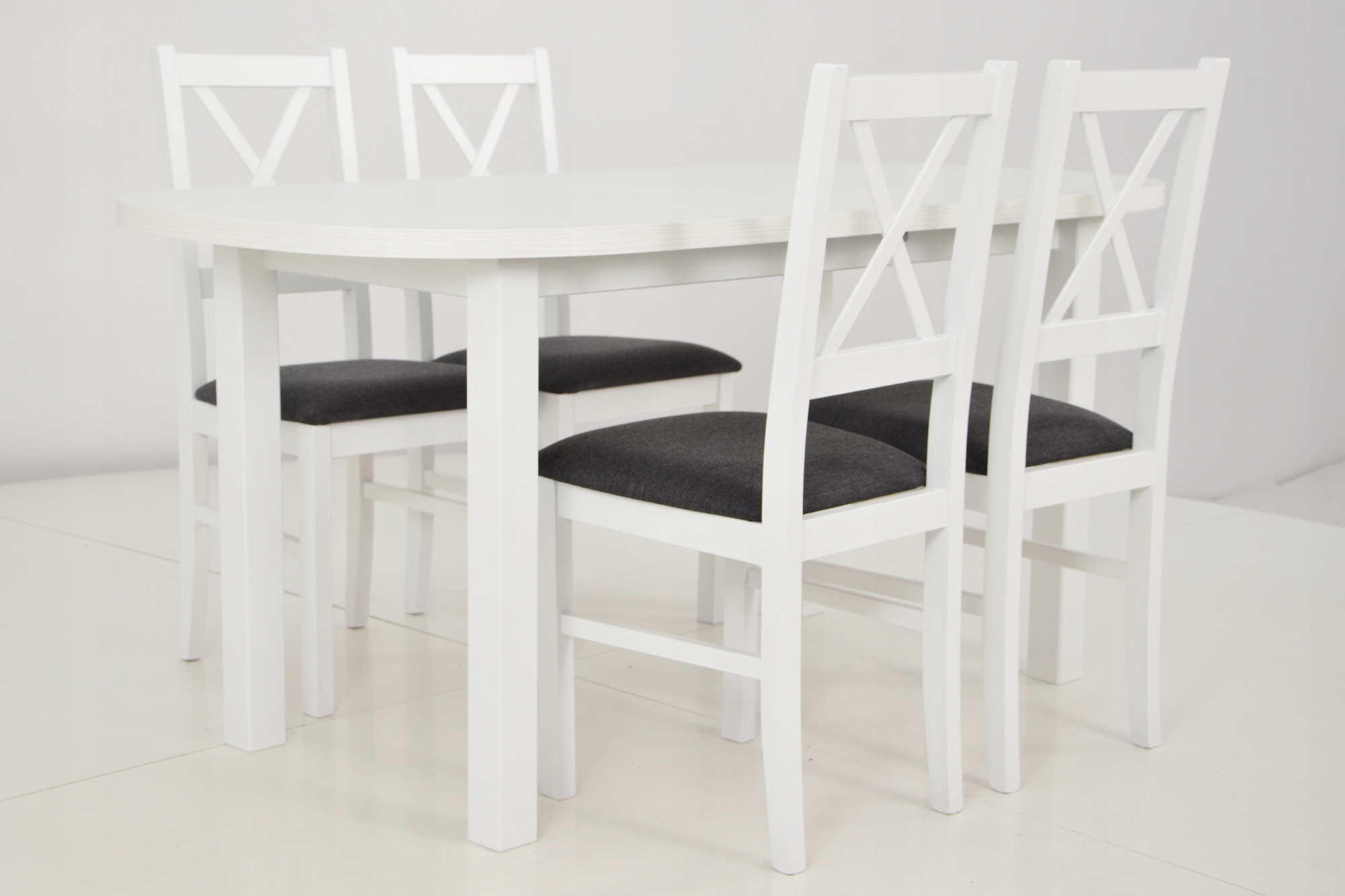 ZESTAW do KUCHNI 4x krzesło i stół ROZKŁADANY Kształt blatu owalny