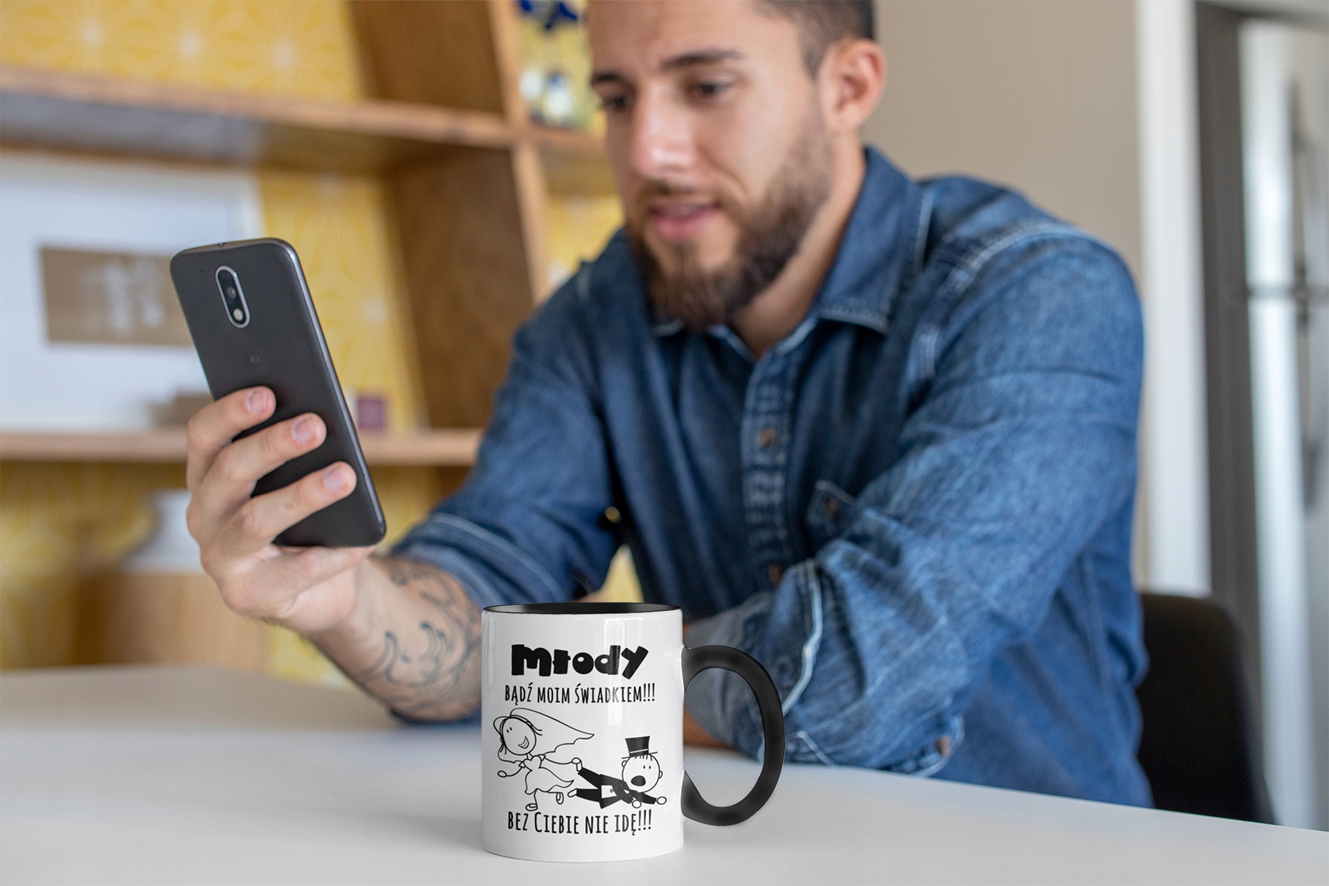 KUBEK czarny ZAPROSZENIE DLA ŚWIADKÓW ŚWIADKOWEJ Wykończenie papieru nie dotyczy