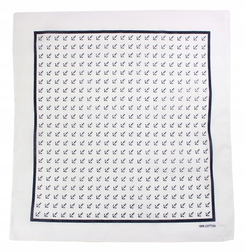 

Bawełniana Bandana, Bandamka Kotwice -Biała