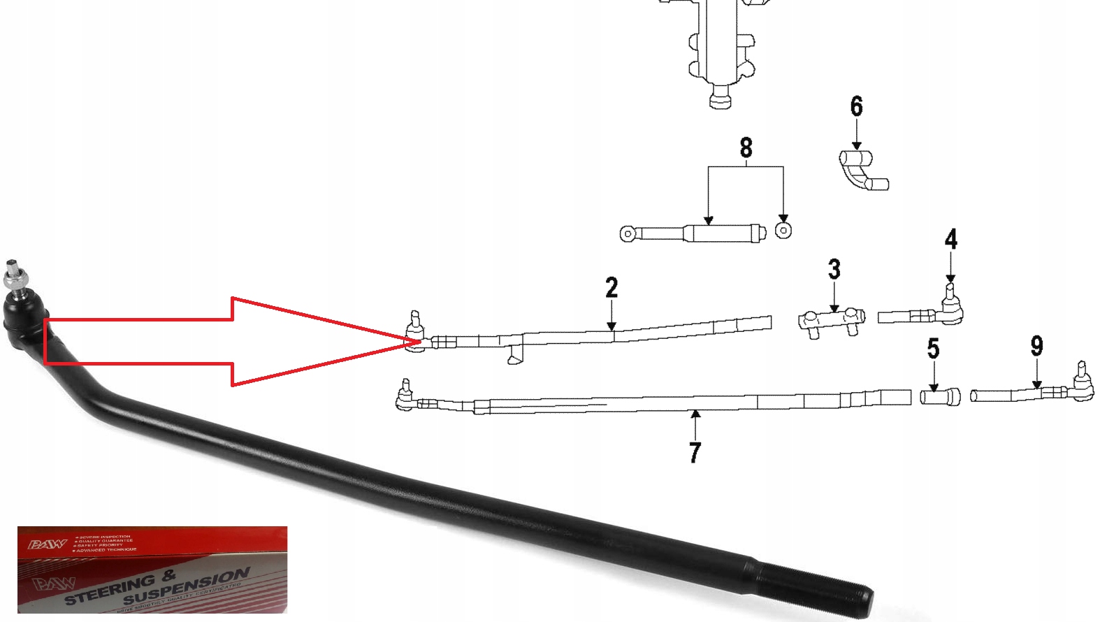 DS300005 - Тяга правий кінець Jeep Wrangler JK 2007-2018
