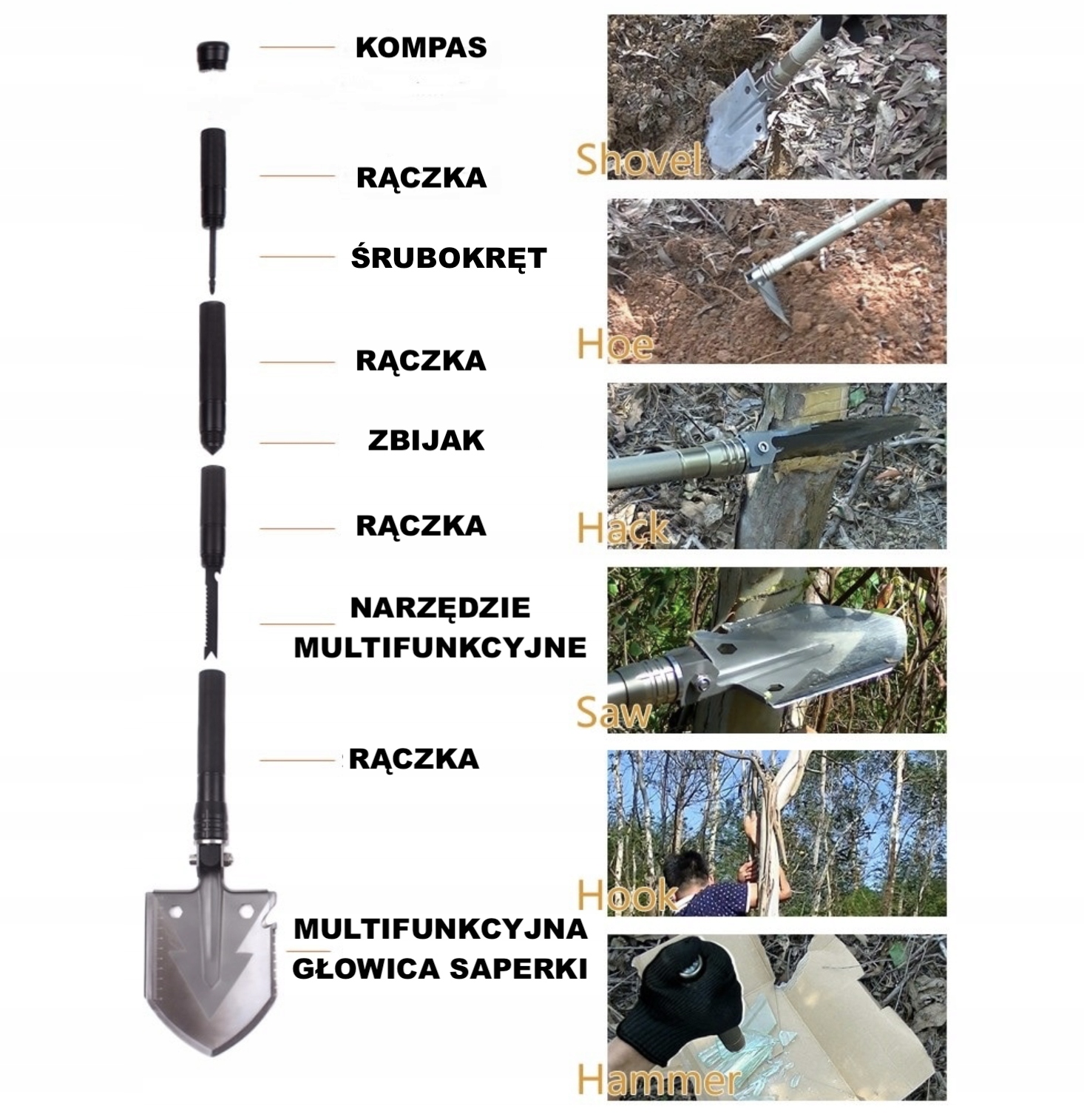SAPERKA MULTITOOL SKŁADANA ARMY WOJSKO SURVIVAL Marka inna marka