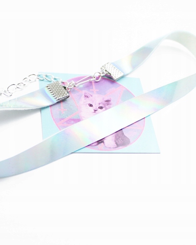 choker HOLOGRAM dusik naszyjnik pastel goth laser Długość całkowita 30 cm