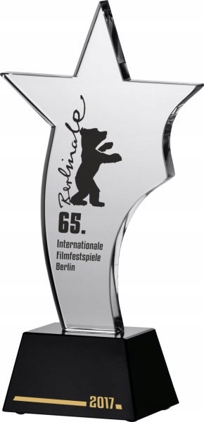 Velká skleněná soška gravírovaná laserem 25 cm