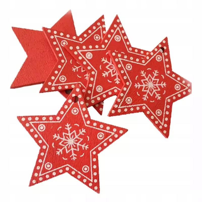 

Drewniane Zawieszki Bombki Gwiazdki Choinkę 5szt.