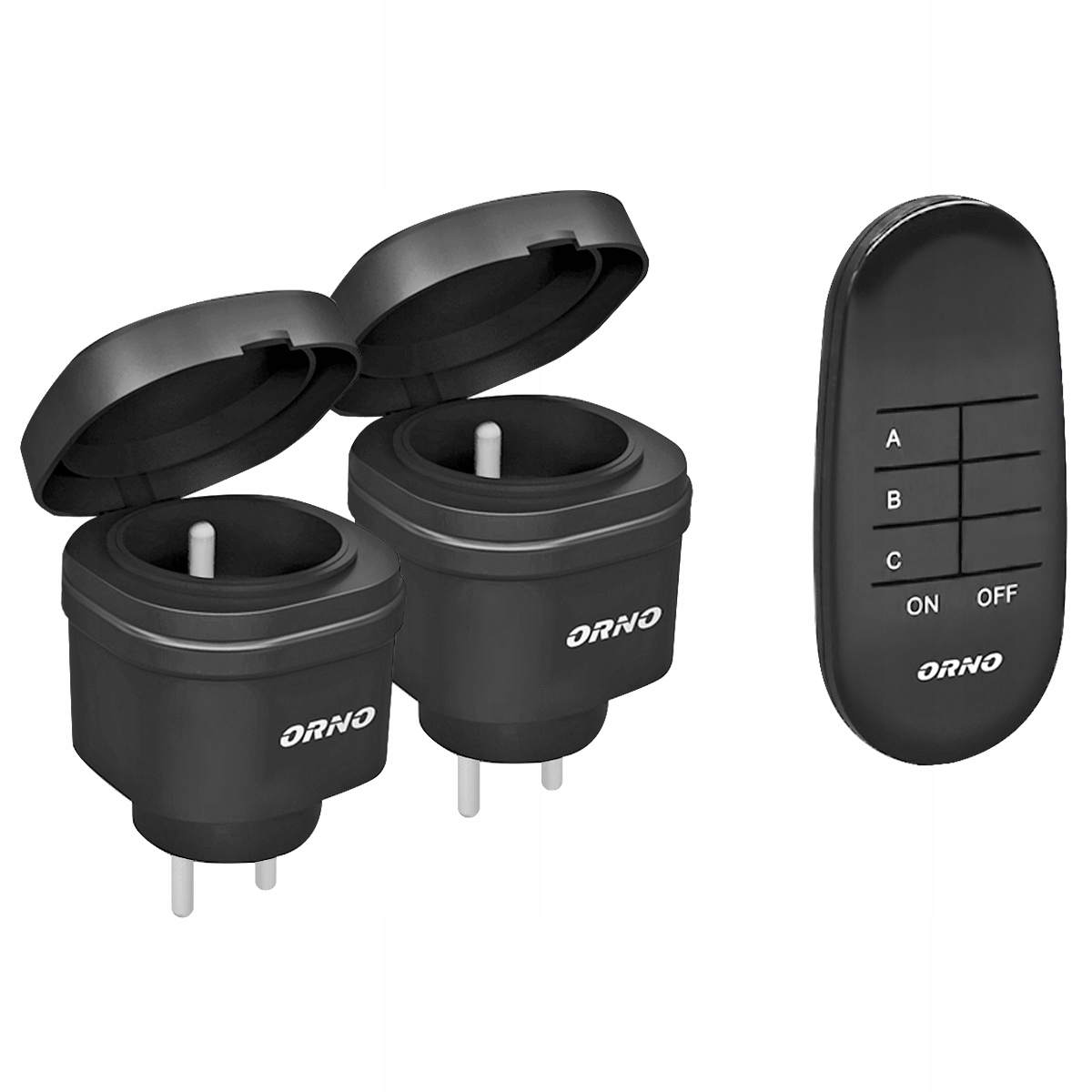 Sada bezdrátových mini zásuvek ovládaných dálkovým ovladačem 2+1 IP44 schuko