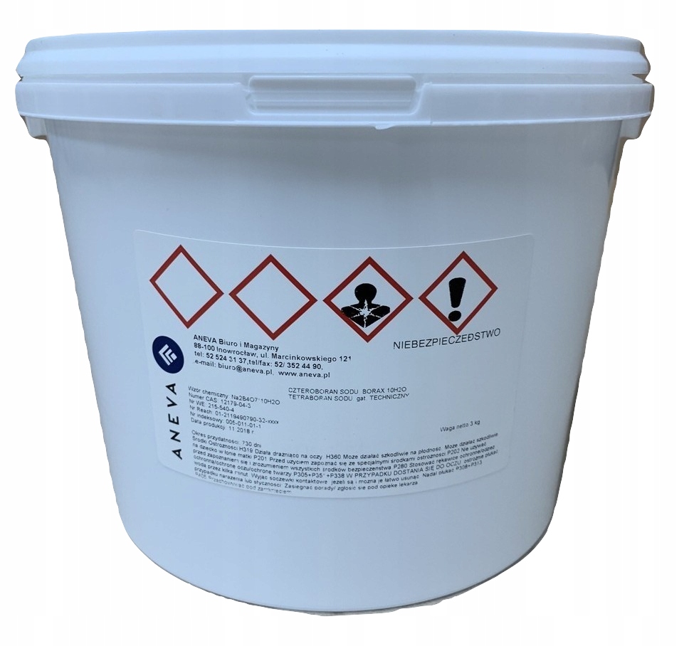 

Borax 10H2O Boraks wiadro 3kg 99,9%