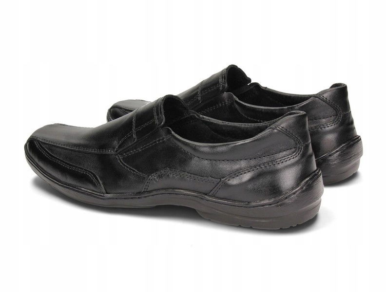 Mokasyny Męskie Półbuty Skórzane Wsuwane Wygodne Skóra 188 Czarne 44 Rozmiar 44