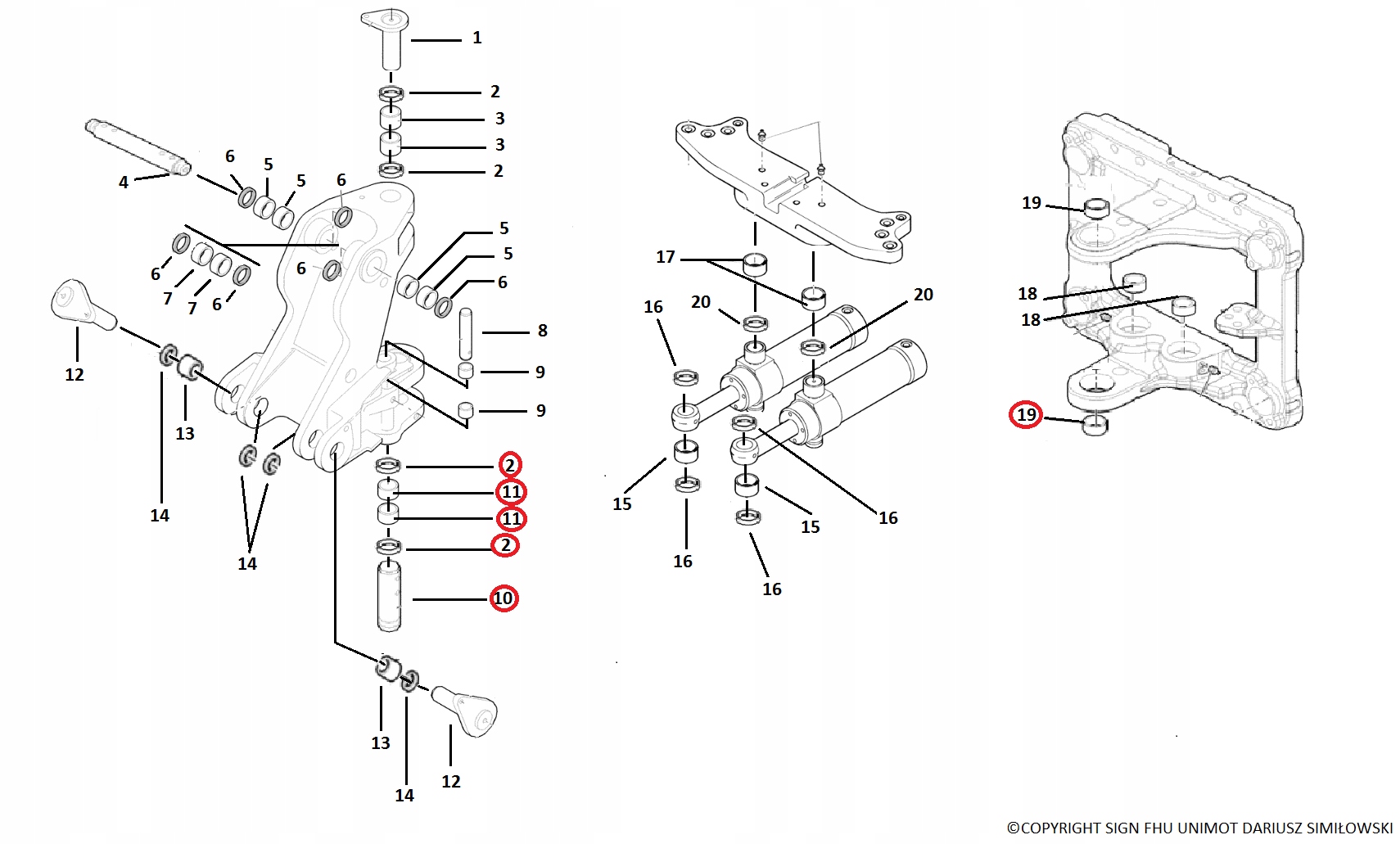 85801079 85803197 - НИЖНИЙ ШТИФТ + ВТУЛКА ЗАДНЯЯ БАБКА ЧЕХОЛ 580SR 590SR 695