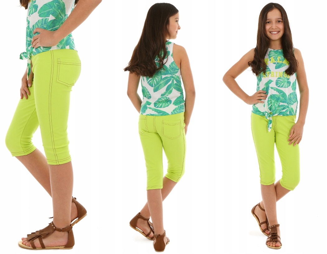

Leginsy getry jeansowe 3/4, Rybaczki 128 Limonka