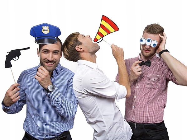 

Karteczki na patyku, fotobudka sesja Policjant