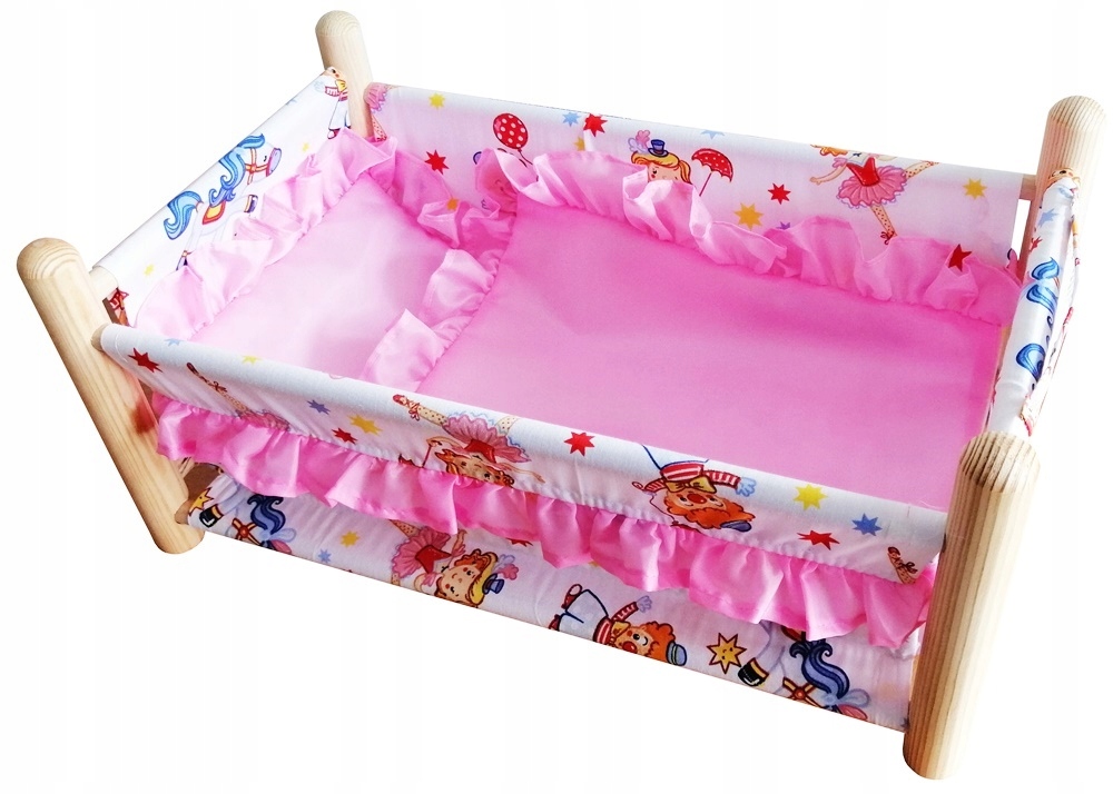 DREWNIANE ŁÓŻECZKO KOŁYSKA DLA LALEK + POŚCIEL Marka inna