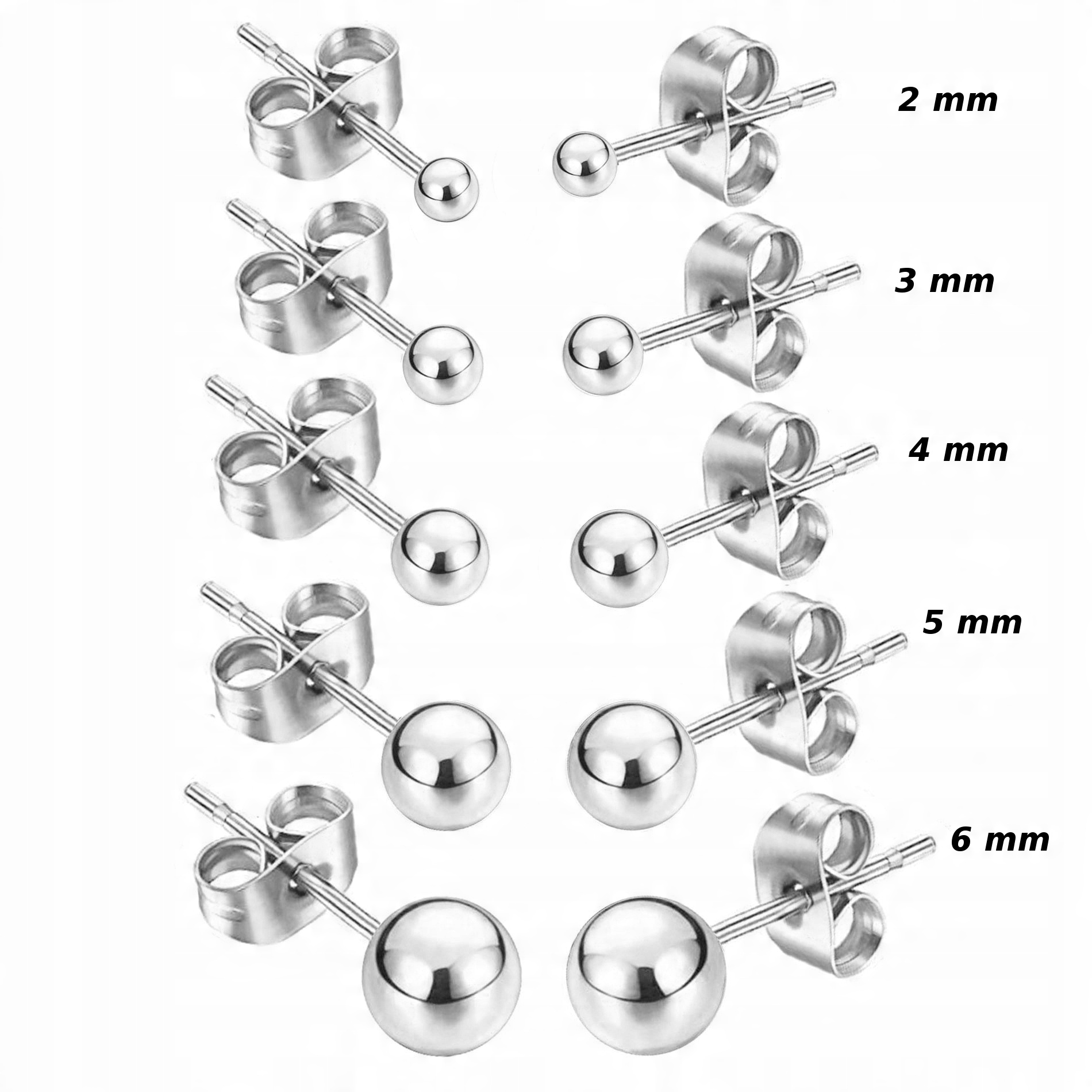 

Kolczyki Kulki 18 Krt Stal Chirurgiczna Set 5 Par