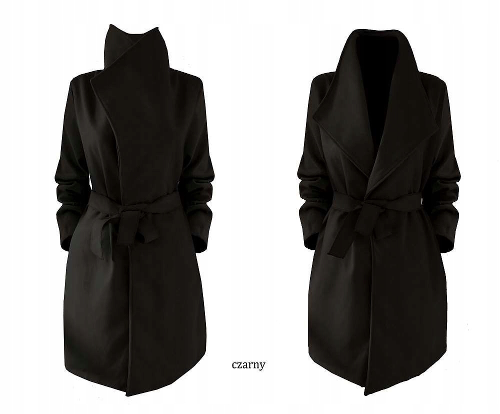 PŁASZCZ blogger KLASYCZNY klapy pasek CZERWONY Marka inna