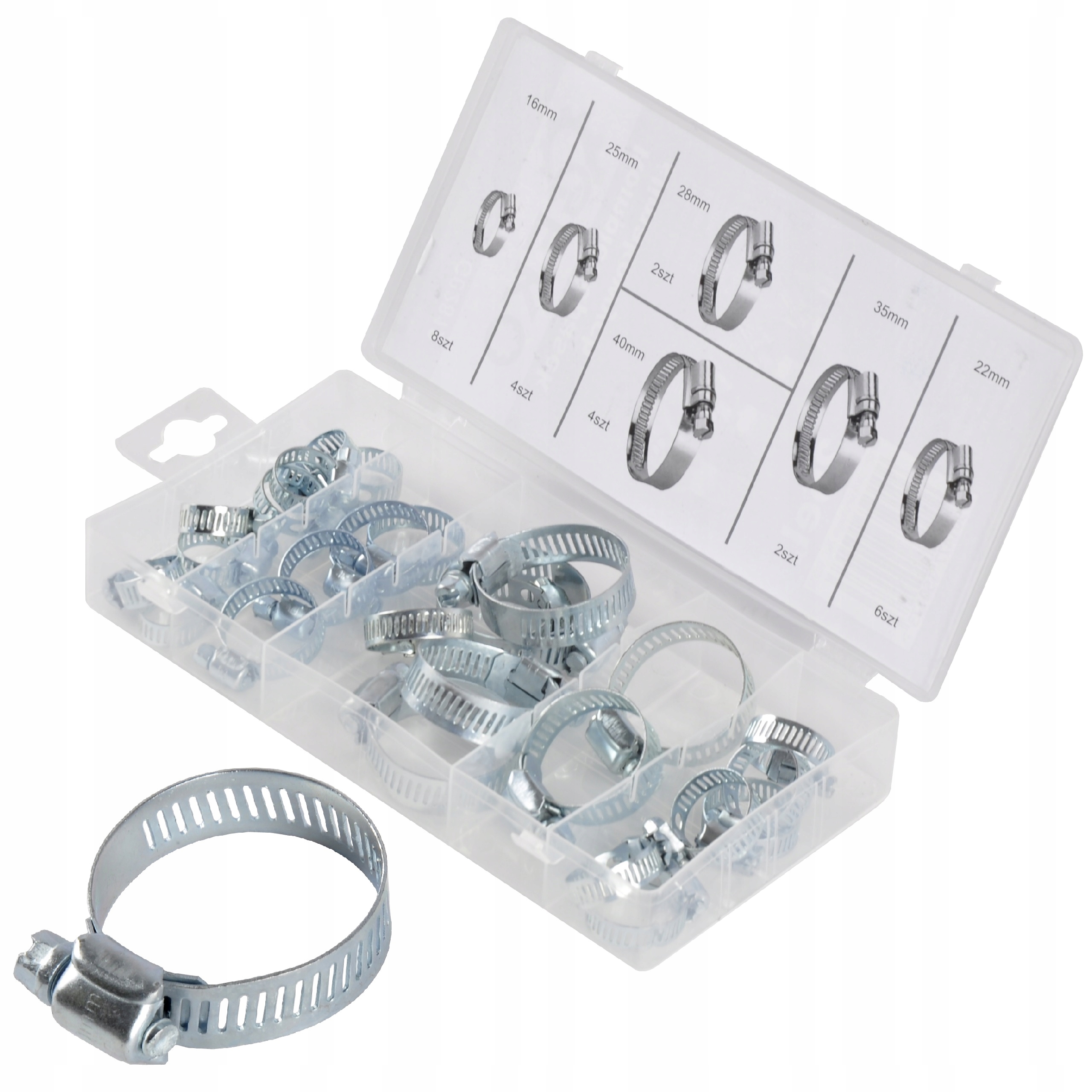 

Opaski Obejmy Ślimakowe 16-40mm Zestaw Opasek 26el