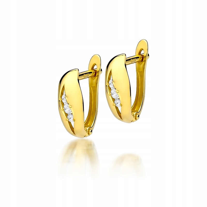 

Złote kolczyki z brylantami na angielskim zapięciu