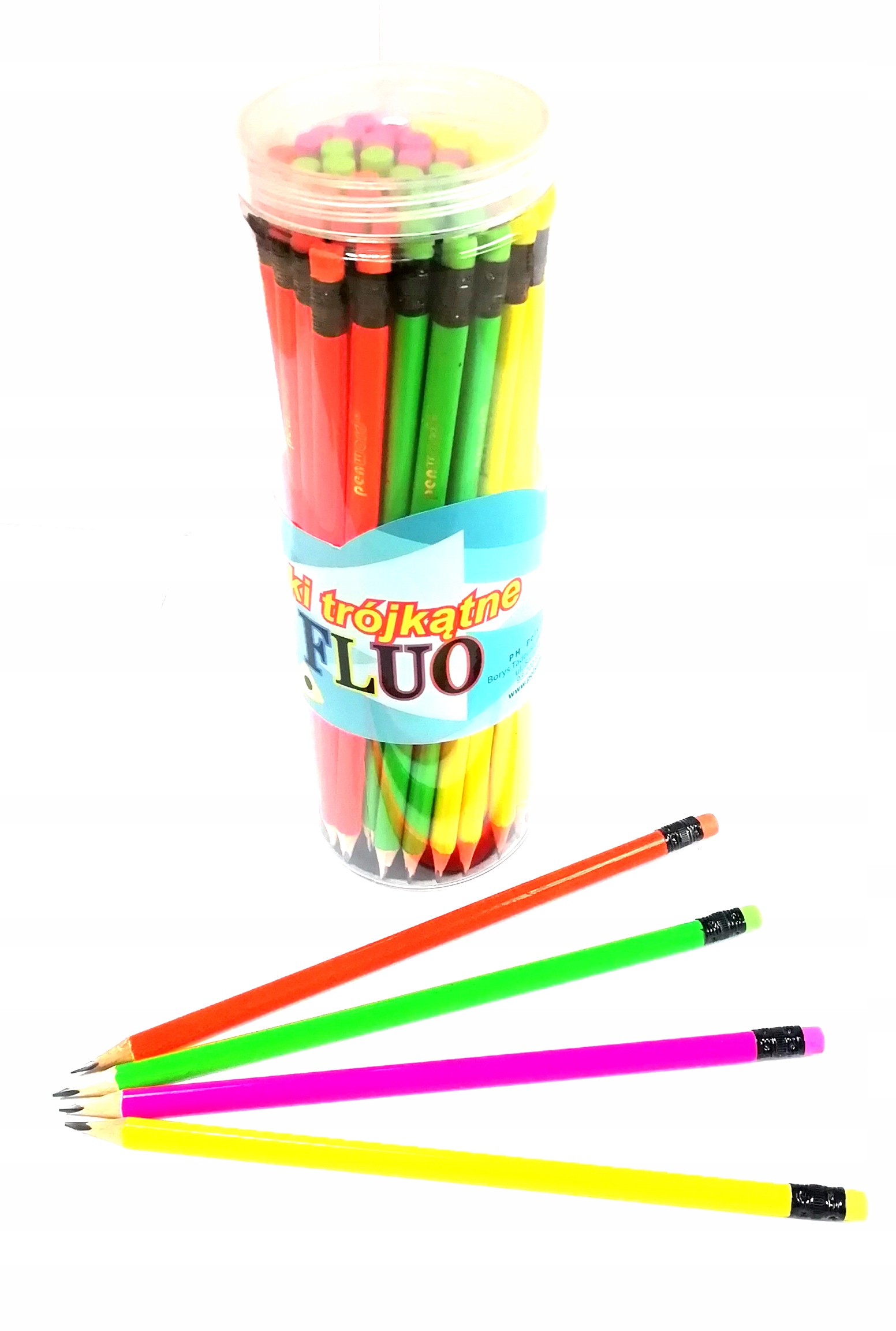 

Ołówek Trójkątny Fluo z Gumką 4 sztuki