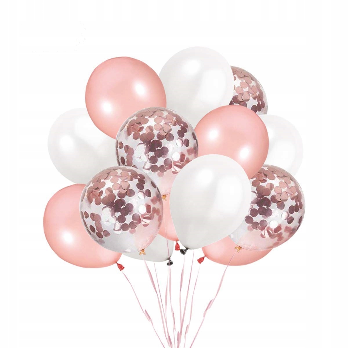

Balony panieński z Konfetti Gold Rose białe x15