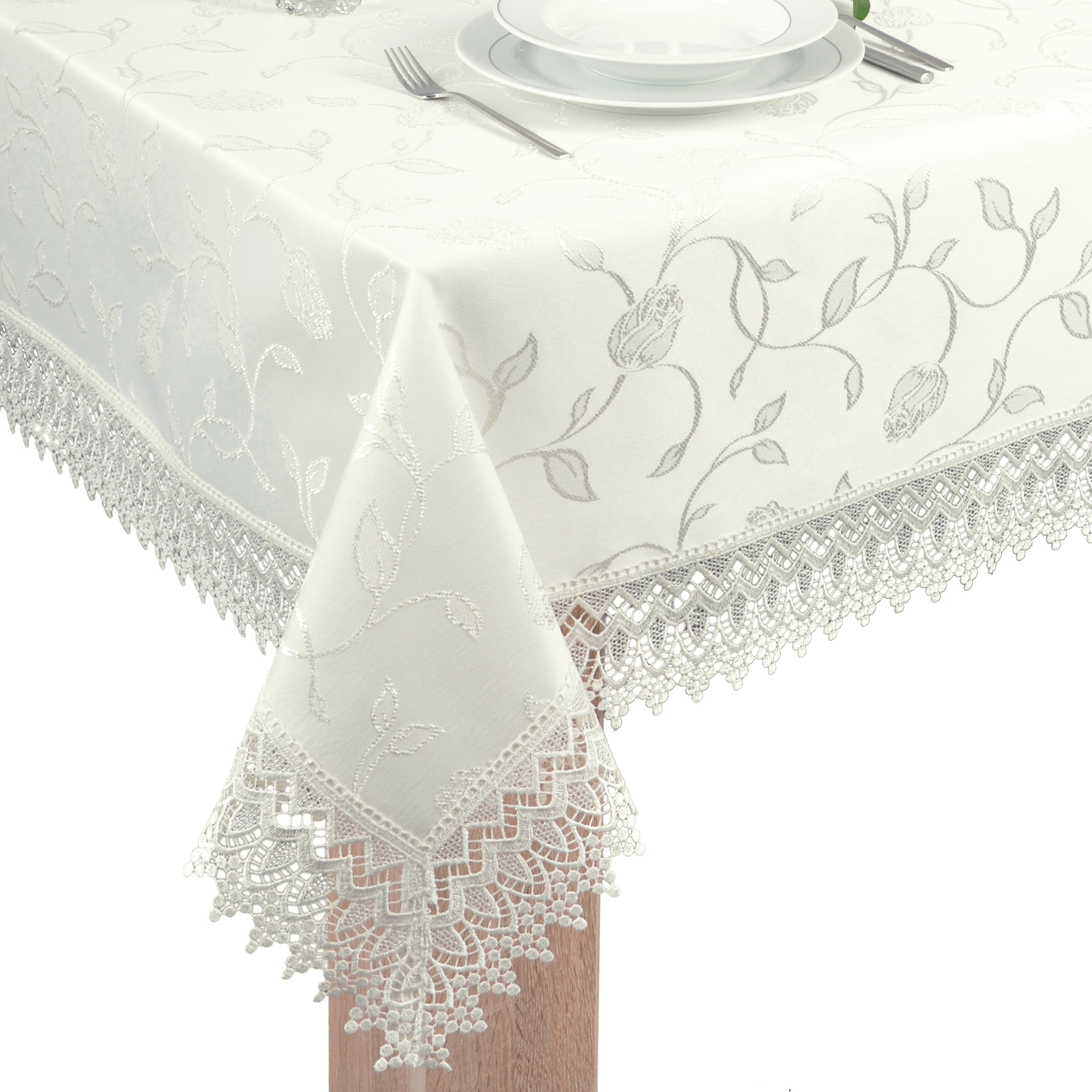 

obrus z Gipiurą ekri plamoodporny 180x140 tk.127