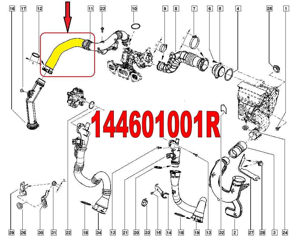 RURA INTERCOOLER RENAULT KADJAR 1 2 TCe 144601001R Weight with packaging 1 kg