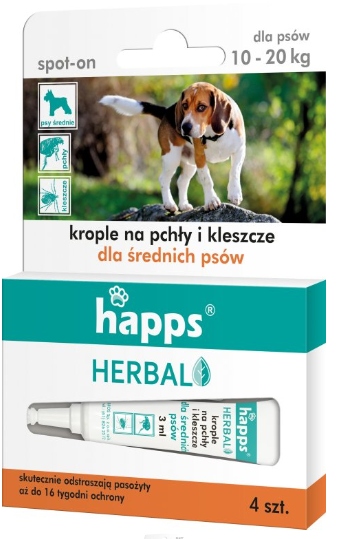 

Happs Krople Na Pchły Kleszcze Psy Średnie 10-20KG