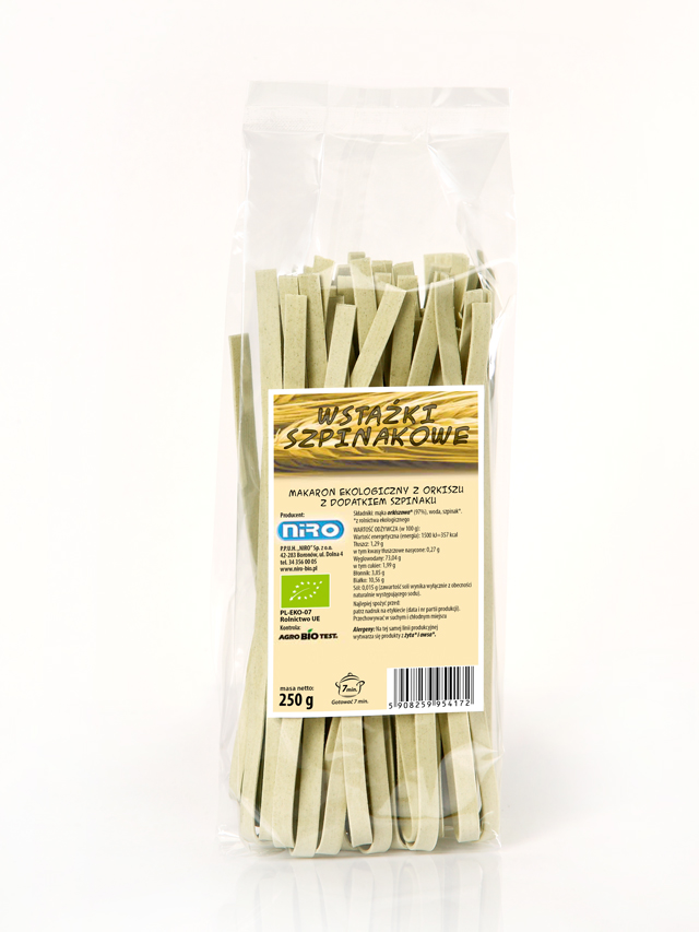 Těstoviny (špenátový Špenát) Stužky Bio 250 g Niro