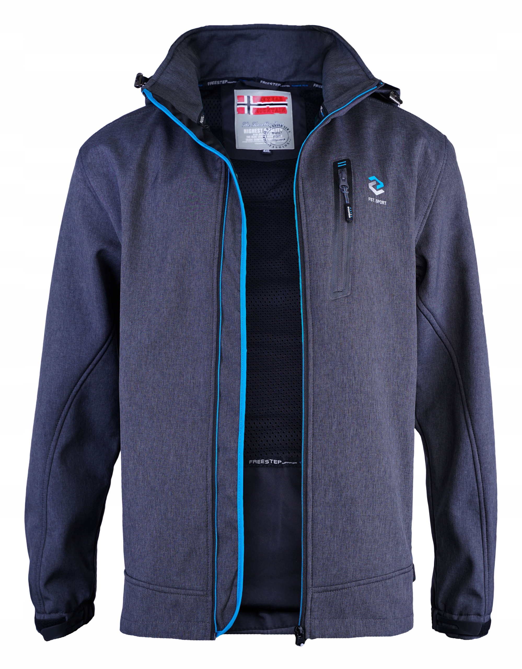 Pánská sportovní softshellová bunda s kapucí proti dešti šedá BK045 XXL