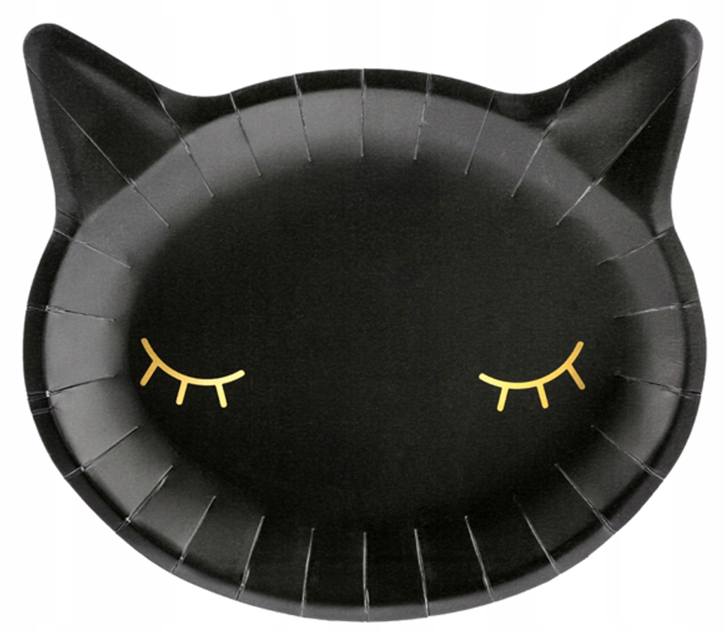 TALERZYKI JEDNORAZOWE PAPIEROWE CZARNY KOT KOTEK-6 SZTUK