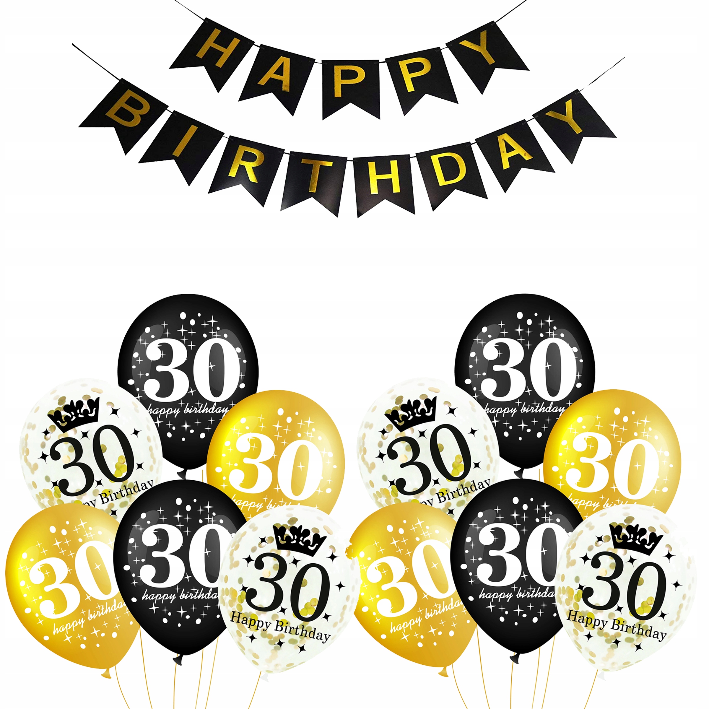 

Baner Happy Birthday i Balony na 30-ste Urodziny