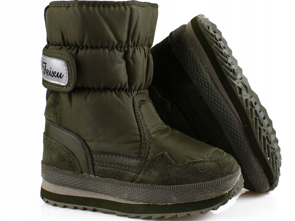 Khaki Snow Boots Хаки водонепроницаемый мех зеленый 26