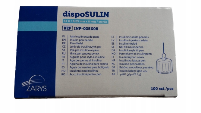 

Igły do penów dispoSULIN 31G 0,25x8mm 100szt