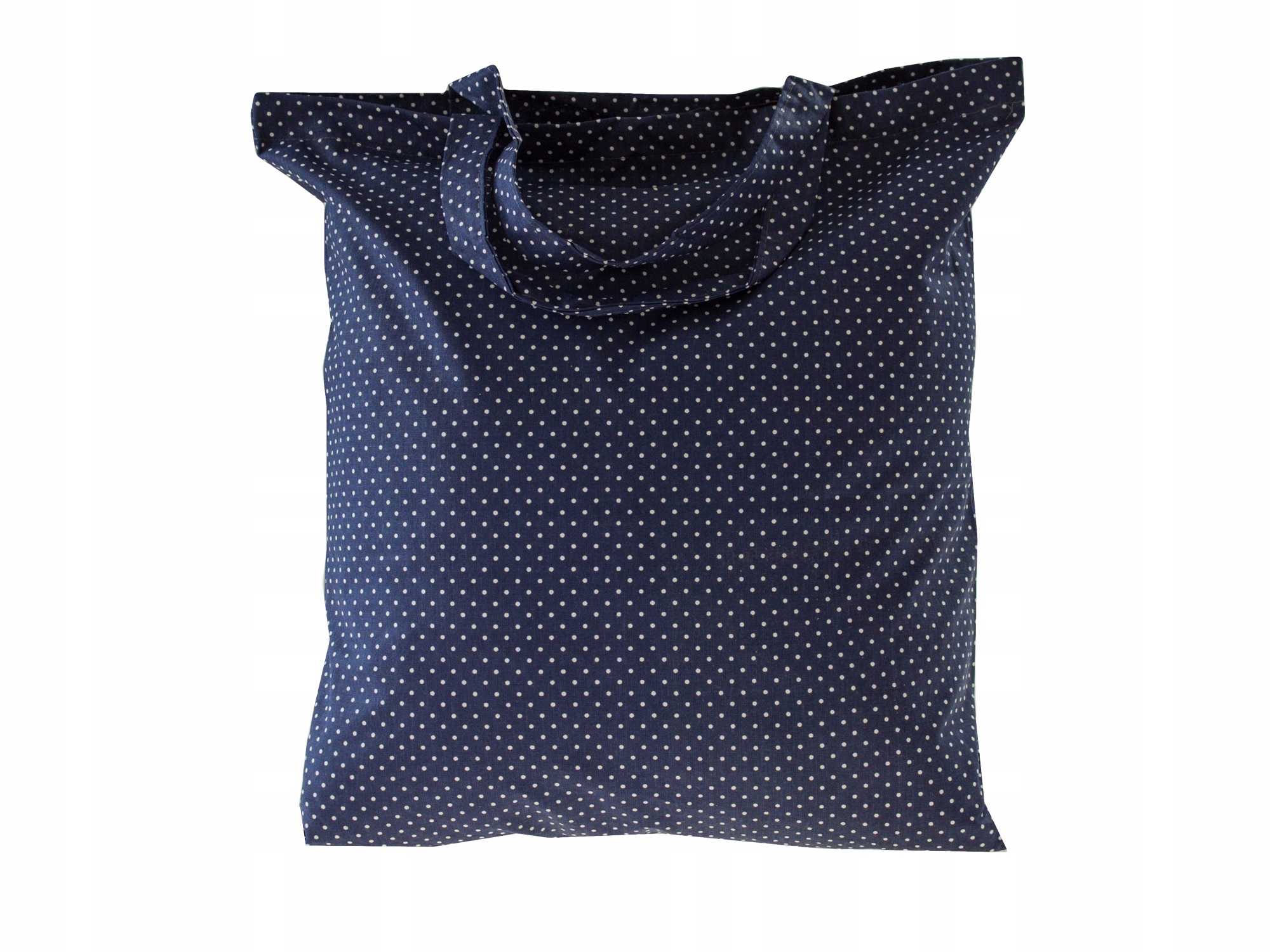 

Torebka bawełniana granatowa białe kropki kr ucho