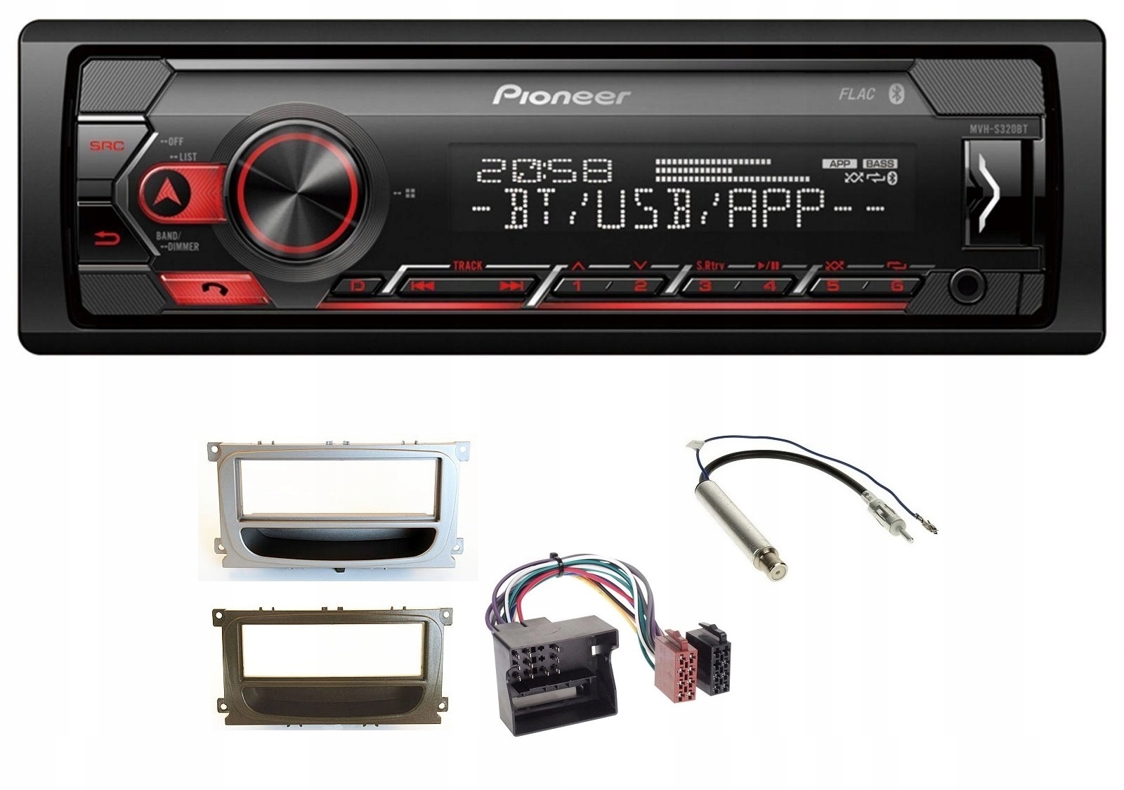 Rádio MP3 Bluetooth Ford Transit Focus DA3 S-max WA6 Pioneer MVH-S320BT