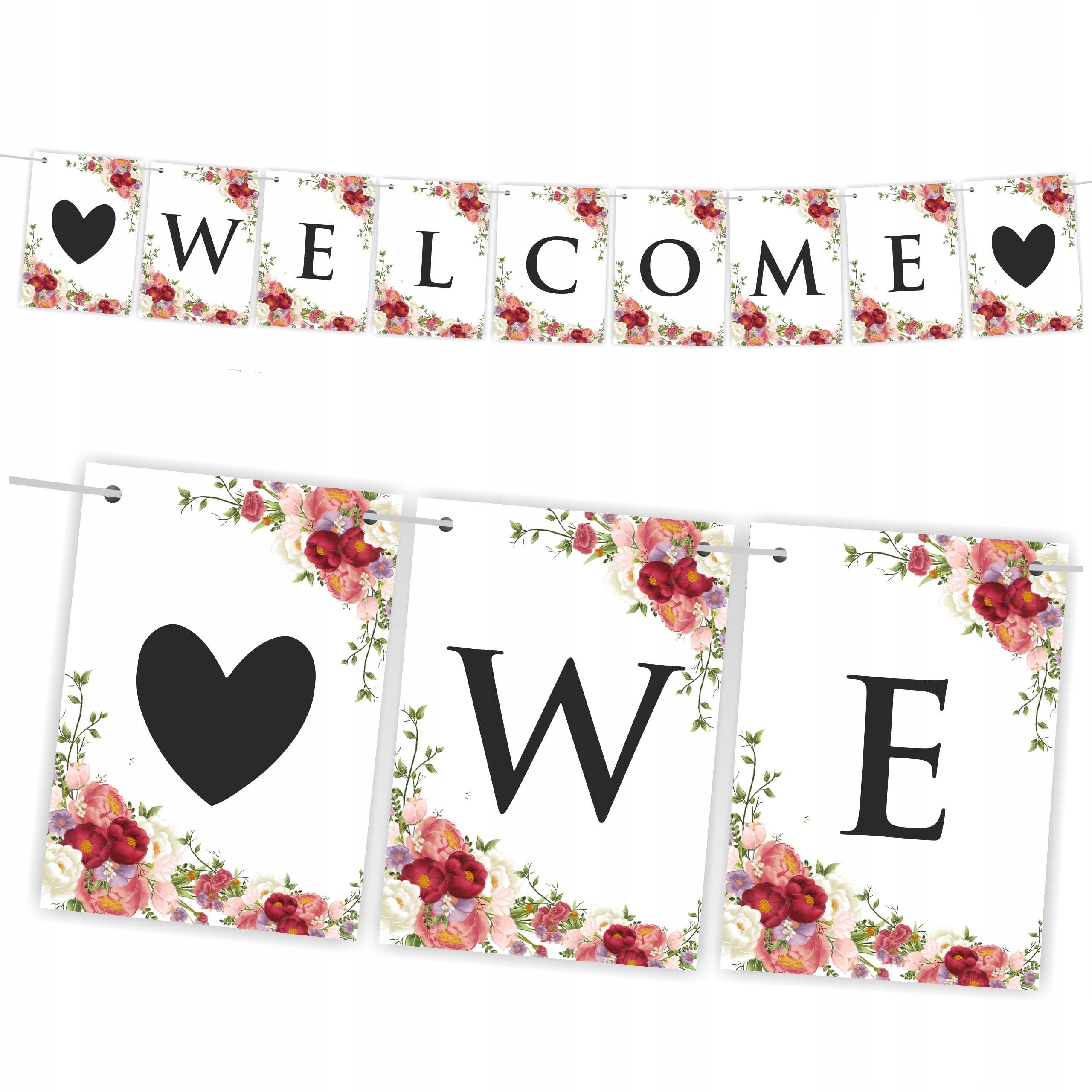 

Baner Weselny Girlanda Welcome A5 190cm 48 wzorów