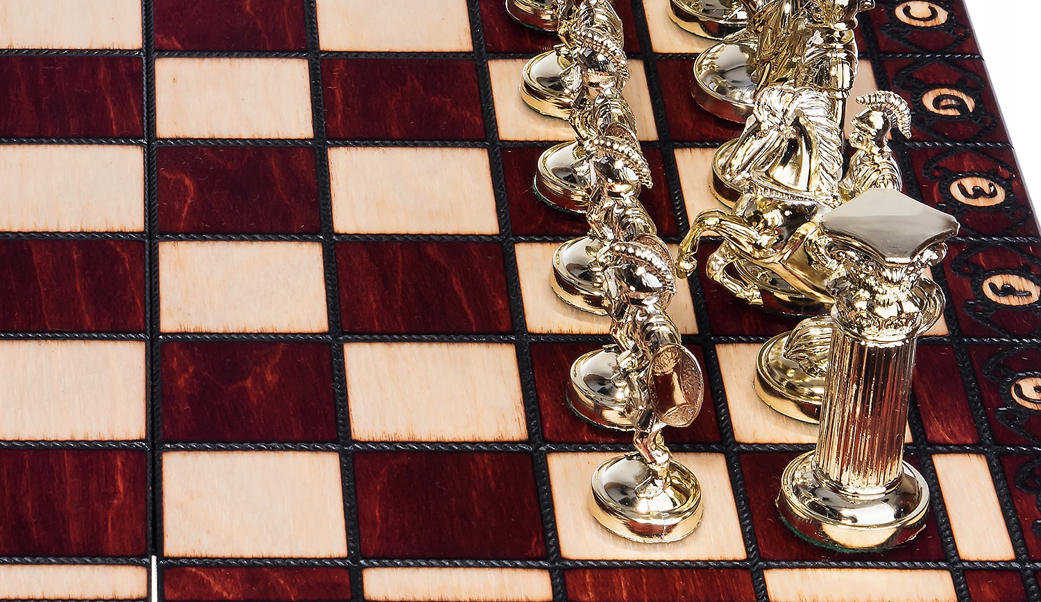 SZACHY RZYMSKIE DREWNIANE ZŁOTO-CZARNE DUŻE 42cm Minimalna liczba graczy 2