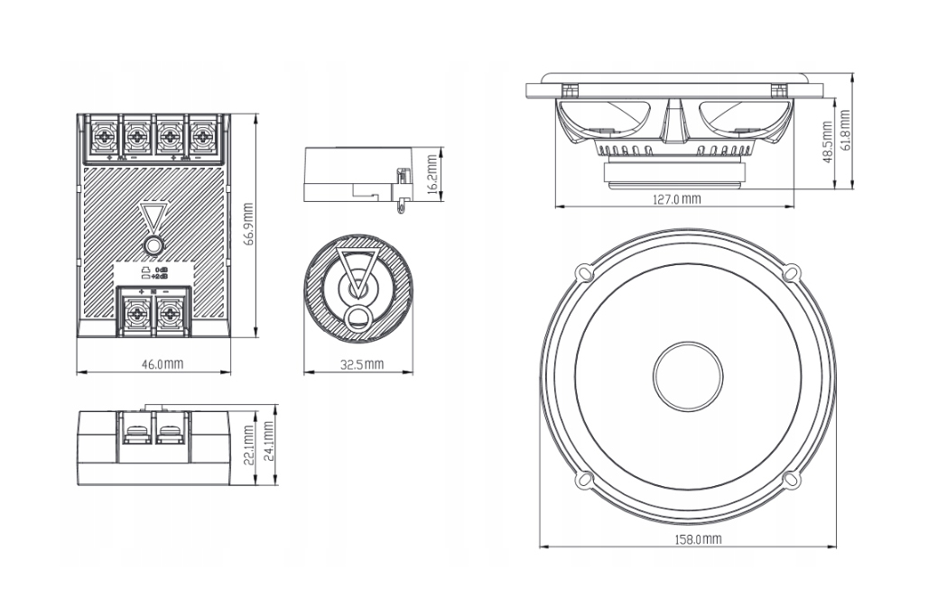 JBL STAGE3 607C GŁOŚNIKI TOYOTA COROLLA AVENSIS Głębokość mocowania 58 mm