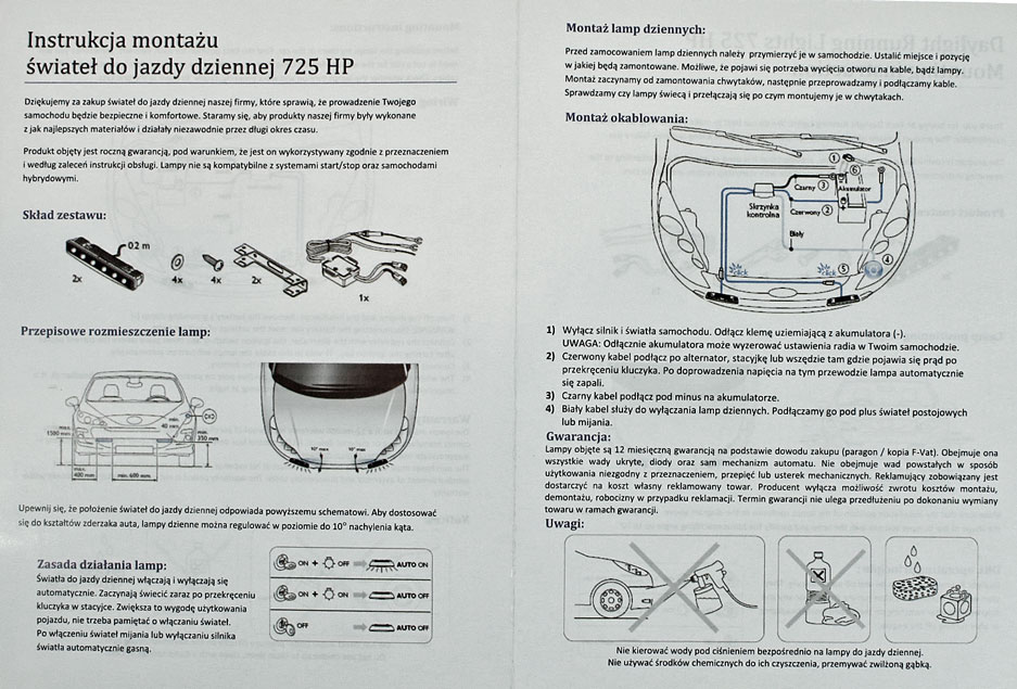 Swiatla dzienne drl 725 led gratis MTECH Power 12 W