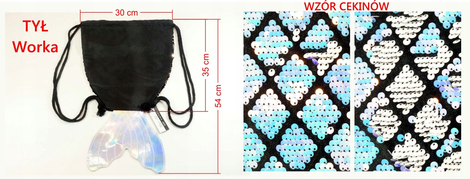 PLECAK TORBA SZKOLNA MERMAID SYRENKA HOLO RÓŻOWY SKÓRA EKO DZIECIĘCA NA WF Płeć uniseks