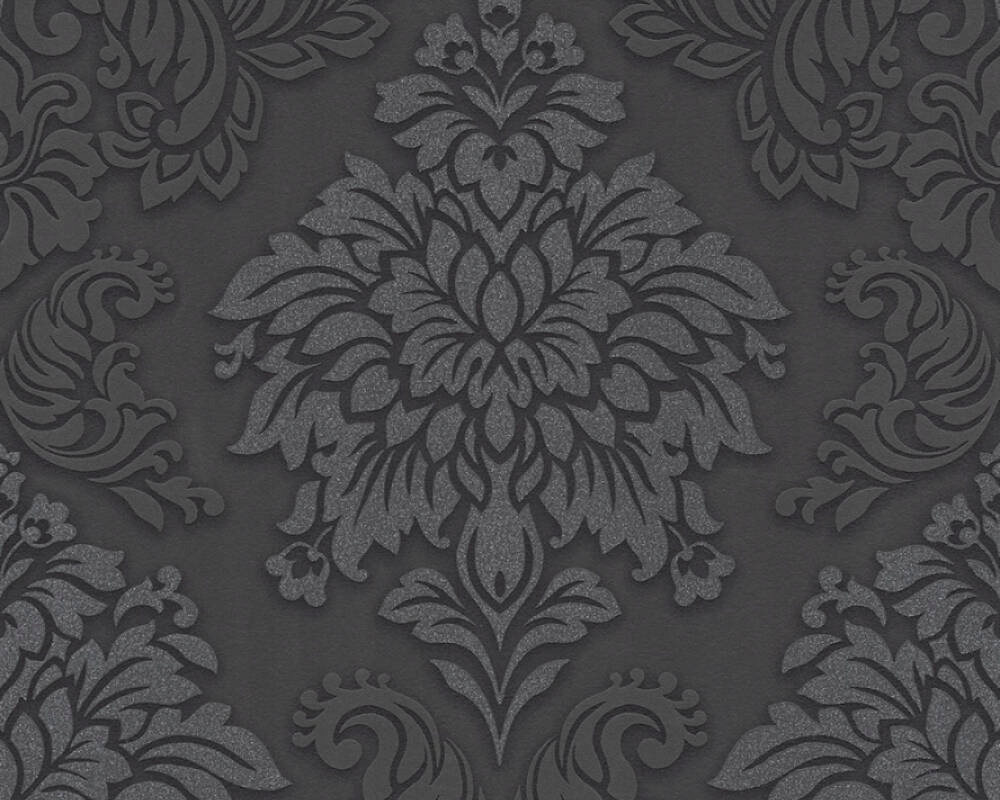 

Tapeta Z Brokatem Ornament Glamour Czarna Szara