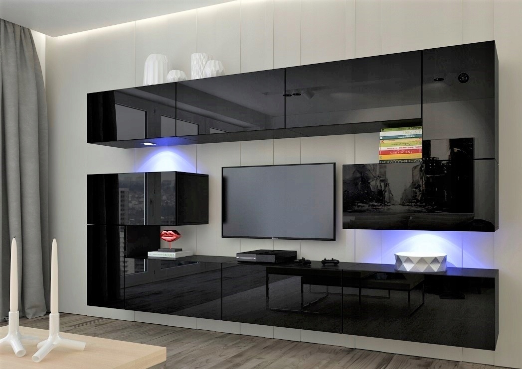 

Meble Albania N3 czarny połysk Salon Oświetlenie