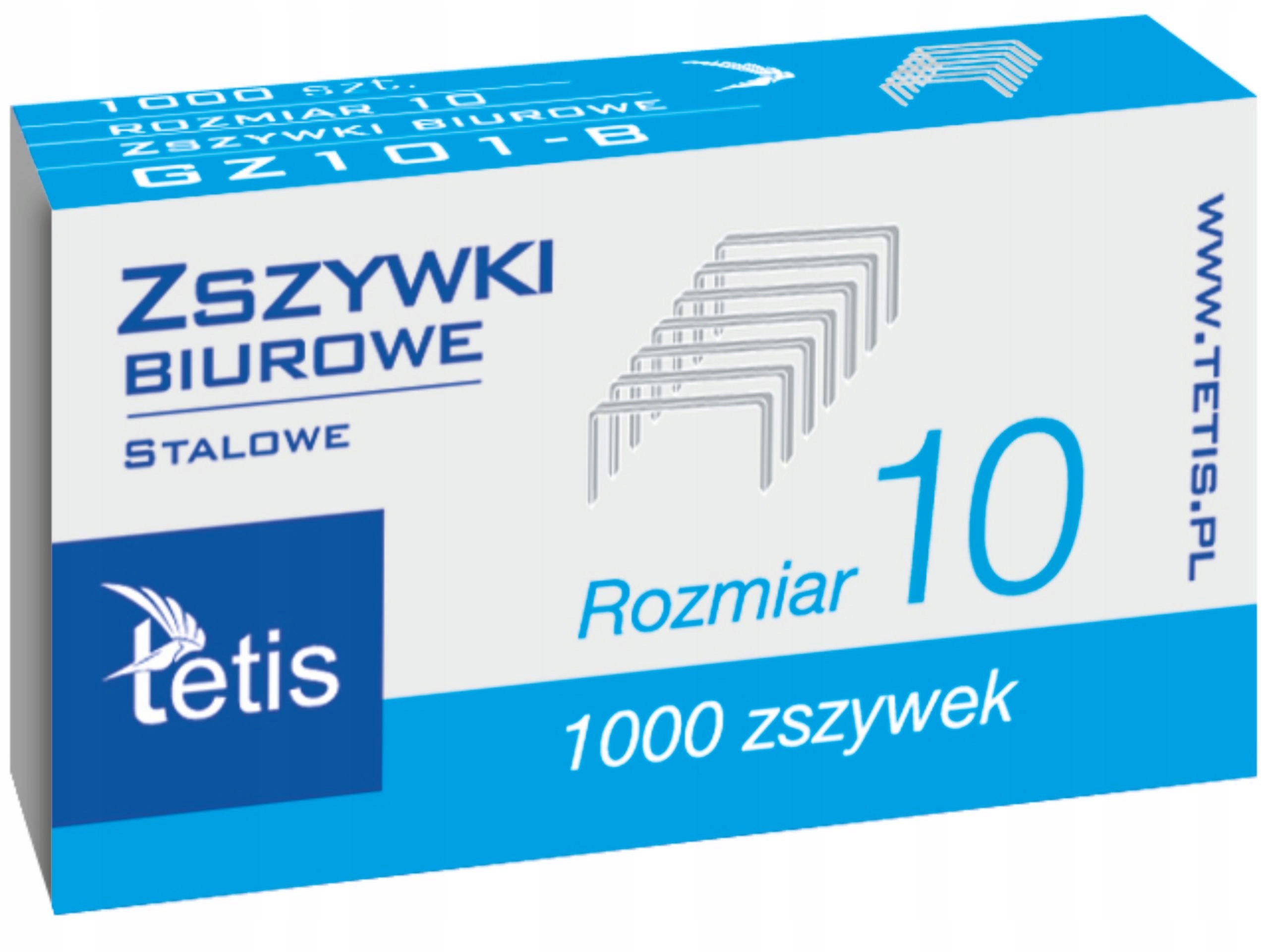 

Zszywki biurowe rozmiar 10 1000szt Tetis