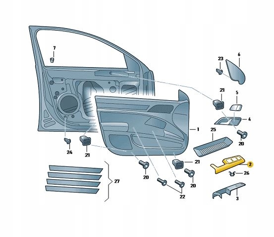 ORYGINAL RACZKA UCHWYT PANELU DRZWI SKODA SUPERB 2 Part number 3T1867157B 4K1