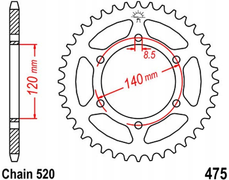 Zadní ozubené kolo Jt R475 40-44Z Kawasaki Klr 250 D