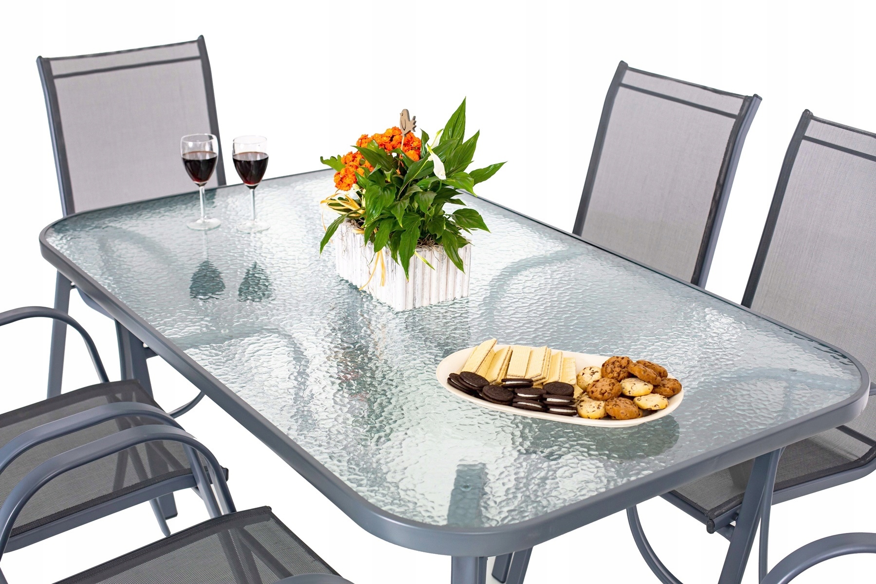 KOMPLET MEBLI OGRODOWYCH NA TARAS STÓŁ + 6 KRZESEŁ Producent MAT-COMPANY